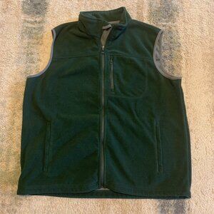 LL BEAN Men's Large Green Fleece Zippered Front Vest